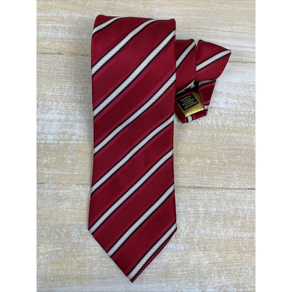 Donald J Trump Signature Collection Silk Tie Red Striped 61” x 3.75”